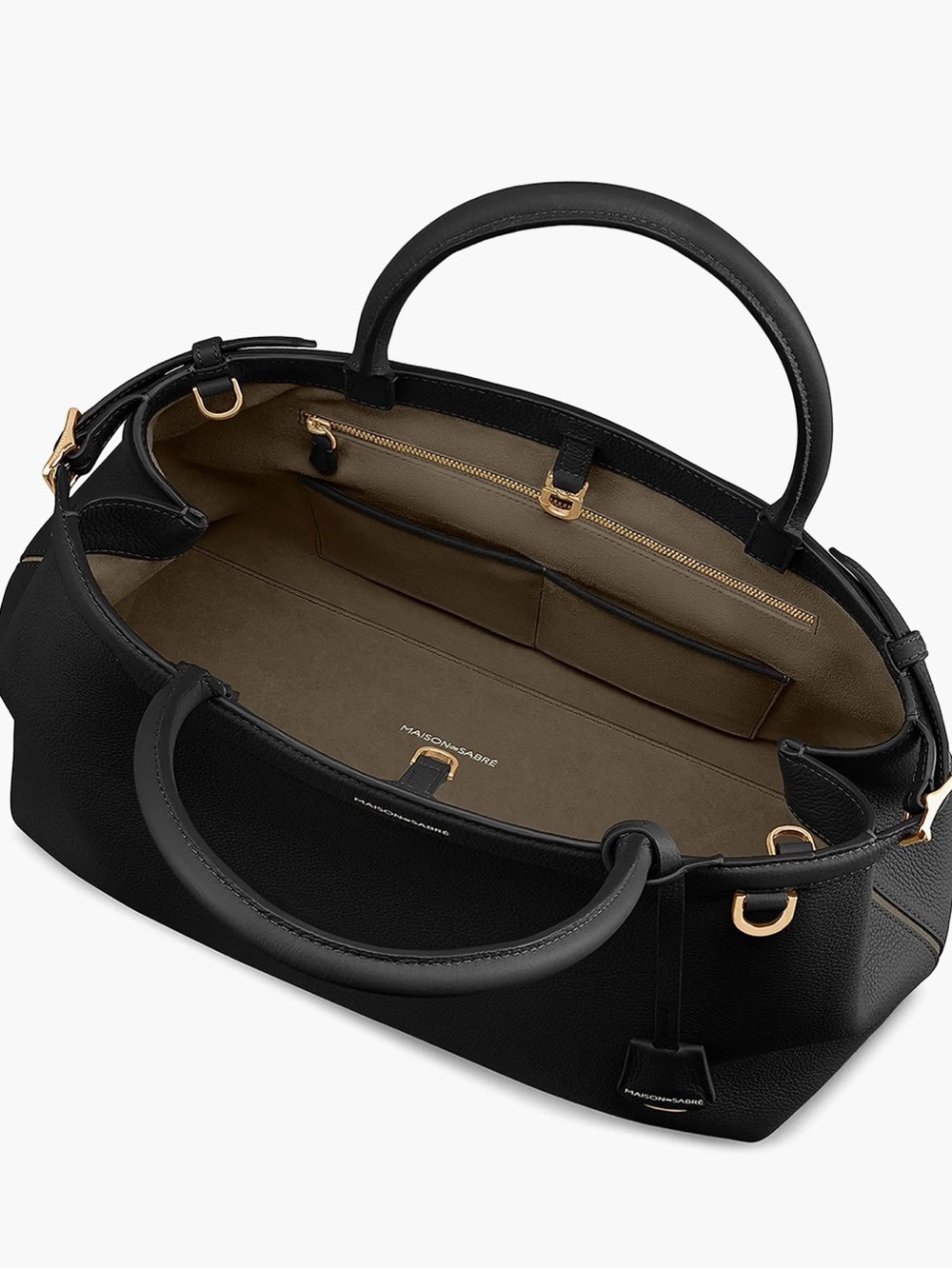 MAISON de SABRÉ Black Leather Structured Satchel - Picture 6 of 7